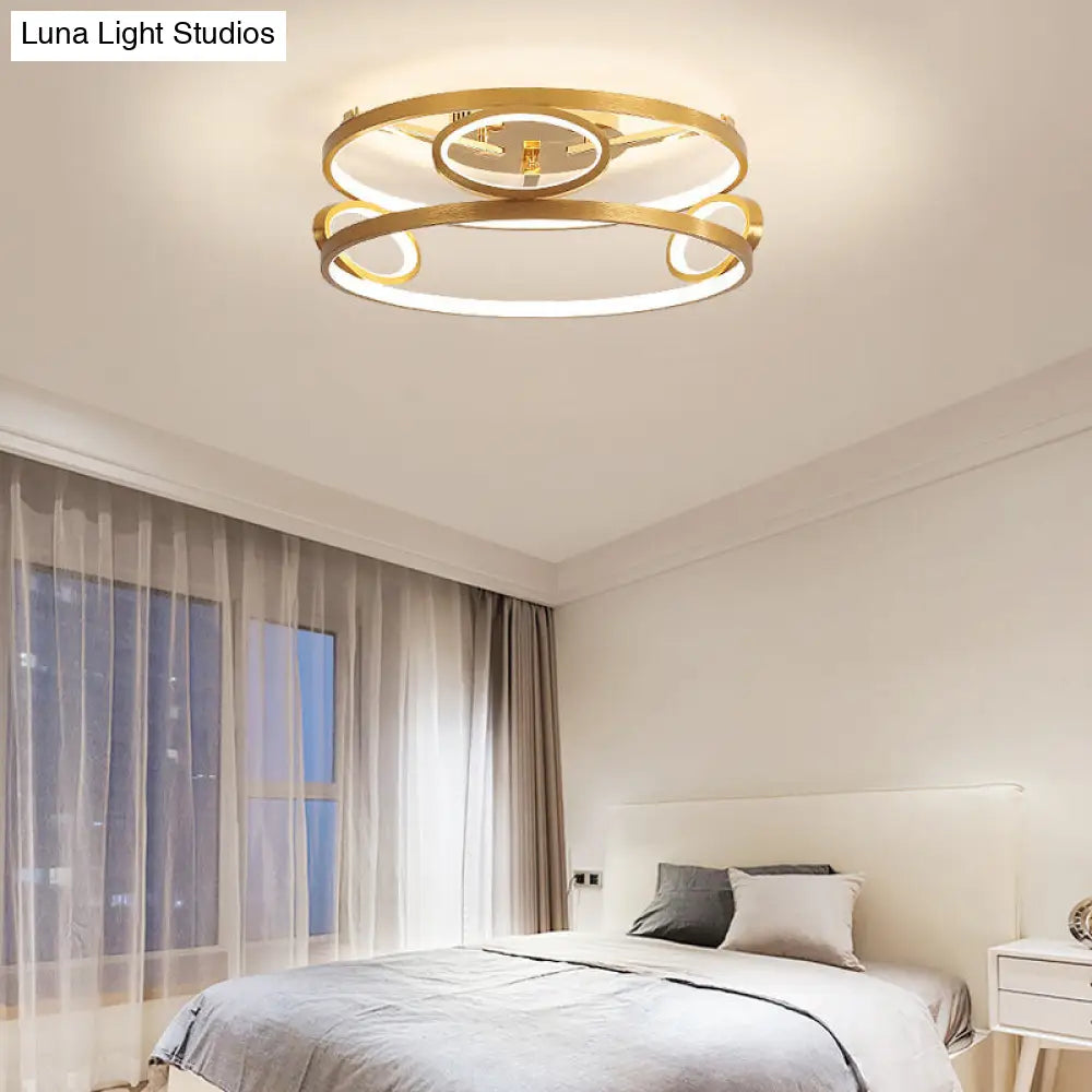 Gold Led Acrylic Ceiling Light Fixture For Living Room Tiered Semi Flush Mount 18/23.5 Wide