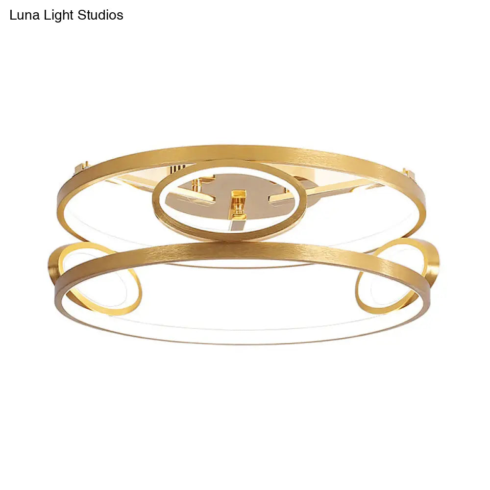 Gold Led Acrylic Ceiling Light Fixture For Living Room Tiered Semi Flush Mount 18’/23.5’ Wide