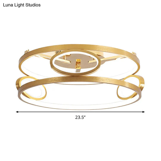 Gold Led Acrylic Ceiling Light Fixture For Living Room Tiered Semi Flush Mount 18’/23.5’ Wide