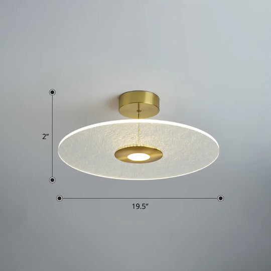 Gold Led Bedroom Ceiling Light: Simple Disk-Shaped Flush Mount / Third Gear