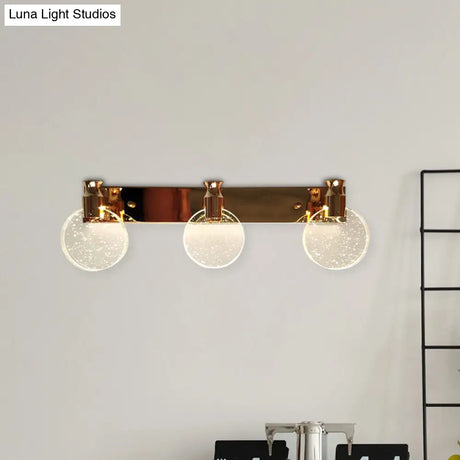 Gold Led Beveled Crystal Circle Wall Vanity Light For Minimalist Bathroom Makeup Lighting