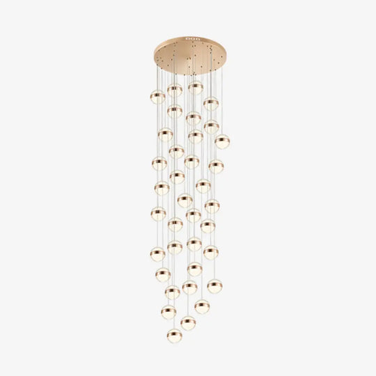 Gold Led Crystal Staircase Ceiling Light With Ball Shade 36 /