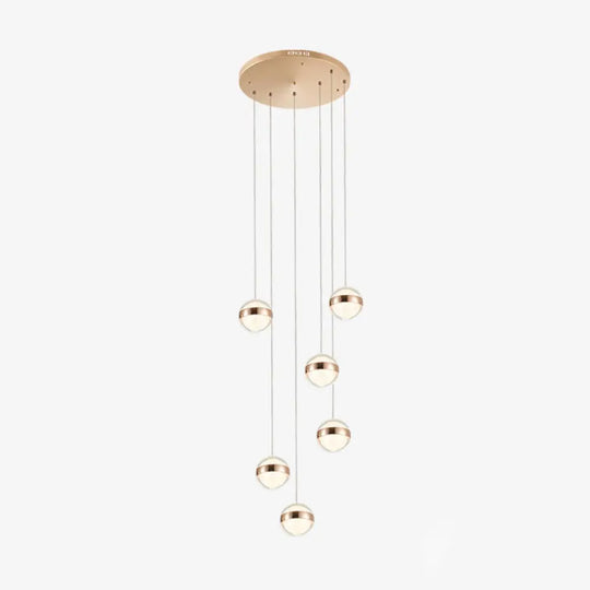 Gold Led Crystal Staircase Ceiling Light With Ball Shade 6 /
