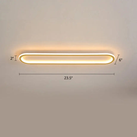 Gold Led Flushmount Light - Oblong Corridor Ceiling Mount Simple Metal Style / 23.5’ Third Gear
