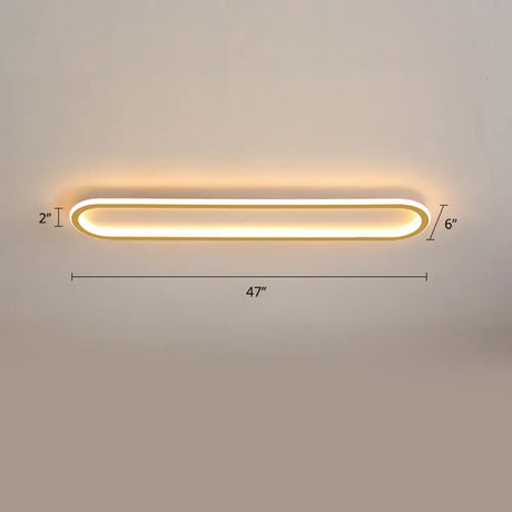 Gold Led Flushmount Light - Oblong Corridor Ceiling Mount Simple Metal Style / 47.5’ Third Gear