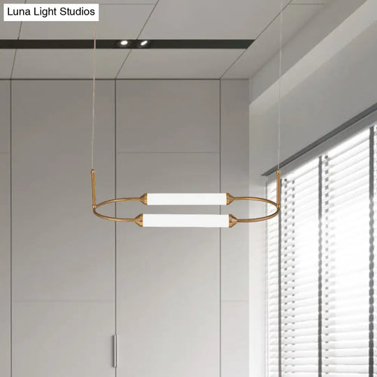 Gold Led Oval Pendant Lamp For Bedside Or Ceiling - 19.5’’/20.5’’/25’’ With Acrylic