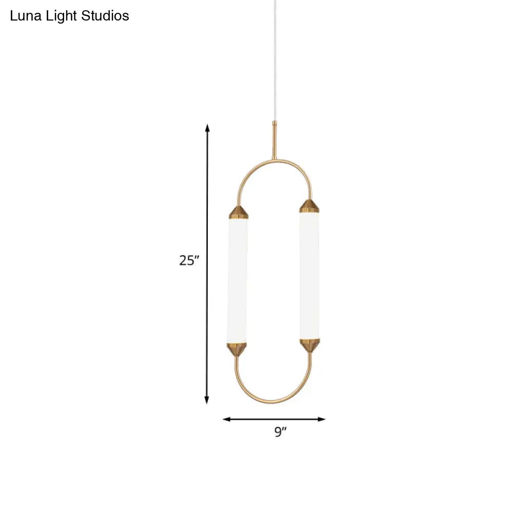 Gold Led Oval Pendant Lamp For Bedside Or Ceiling - 19.5’’/20.5’’/25’’ With Acrylic