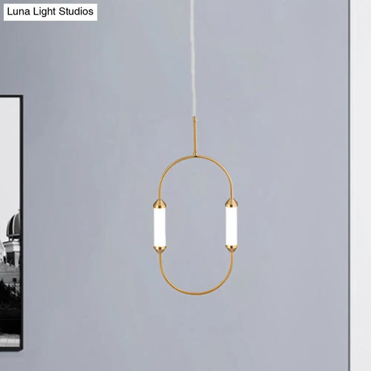 Gold Led Oval Pendant Lamp For Bedside Or Ceiling - 19.5’’/20.5’’/25’’ With Acrylic
