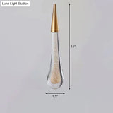Gold Led Pendant Light: Clear Crystal Glass Waterdrop Suspension Lamp For Dining Room Décor