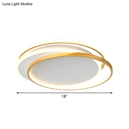 Gold Loop Ceiling Flush Light - Simplicity Acrylic Led Mount Lighting In Warm/White 18’/22’ Wide