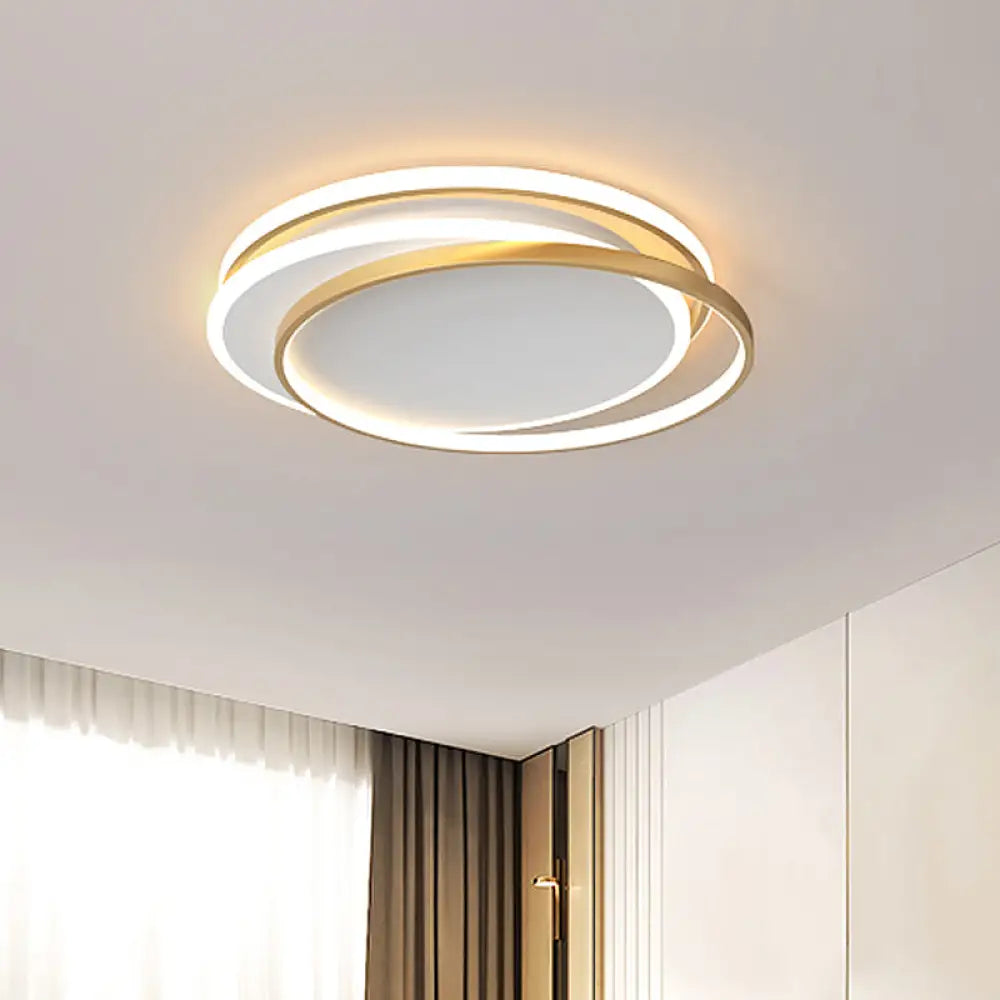 Gold Loop Ceiling Flush Light - Simplicity Acrylic Led Mount Lighting In Warm/White 18’/22’