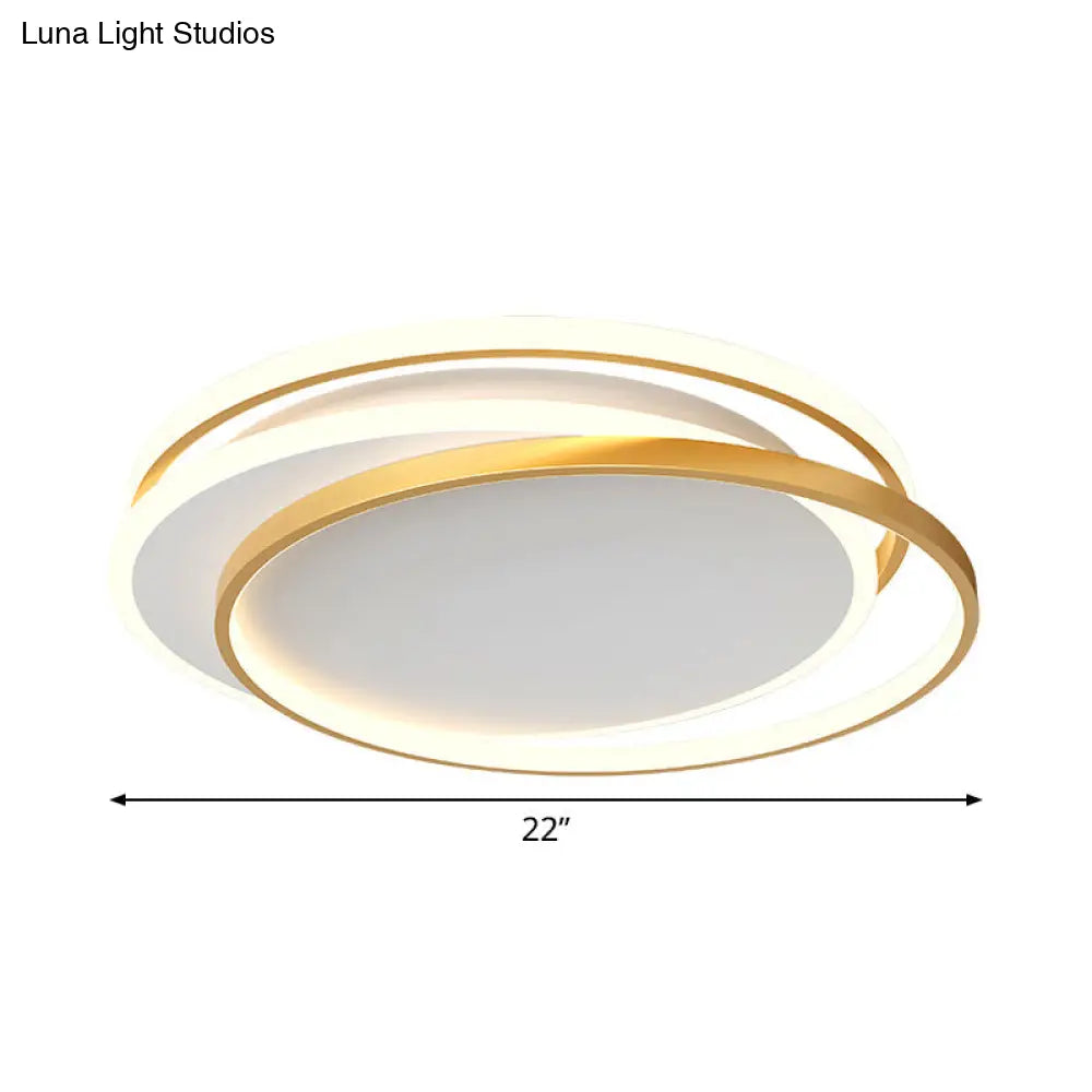 Gold Loop Ceiling Flush Light - Simplicity Acrylic Led Mount Lighting In Warm/White 18/22 Wide