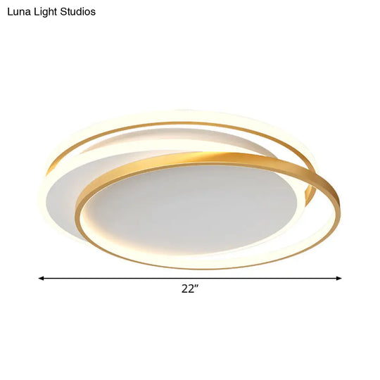 Gold Loop Ceiling Flush Light - Simplicity Acrylic Led Mount Lighting In Warm/White 18/22 Wide