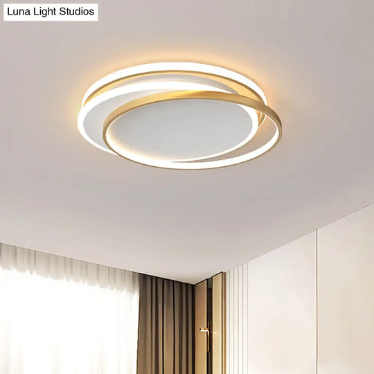 Gold Loop Ceiling Flush Light - Simplicity Acrylic Led Mount Lighting In Warm/White 18/22 Wide / 18