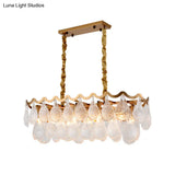 Gold Luxury Island Pendant With Clear K9 Crystal 10-Head Down Lighting For Dining Room