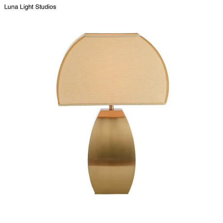 Gold Metal Base Desk Lamp: Modern Task Light With Shaded Head & Small Fabric Design