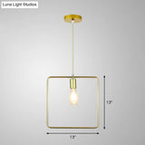 Gold Metal Cage Pendant Ceiling Light - Nordic Design 1 Bulb Dining Room Suspension
