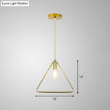 Gold Metal Cage Pendant Ceiling Light - Nordic Design 1 Bulb Dining Room Suspension