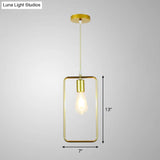 Gold Metal Cage Pendant Ceiling Light - Nordic Design 1 Bulb Dining Room Suspension