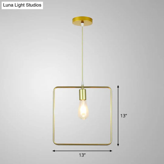 Nordic Metal Pendant Ceiling Light - Gold Cage Frame Design With 1 Bulb Ideal For Dining Room
