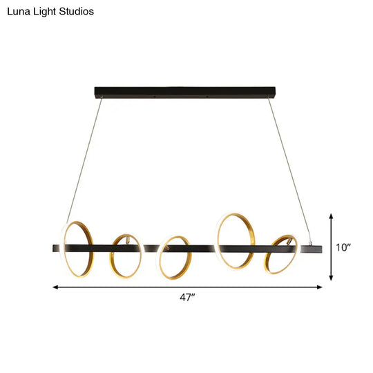 Gold Metal Ceiling Pendant With Simple Circles Design - 4/5 Heads Warm/White Light For Dining Room