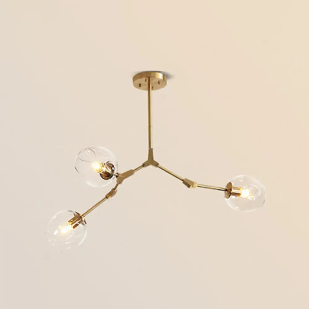 Gold Metal Chandelier With Clear Glass Shade - Post-Modern Suspension Light For Bedroom 3 /