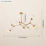 Gold Metal Chandelier With Clear Glass Shade - Post-Modern Suspension Light For Bedroom