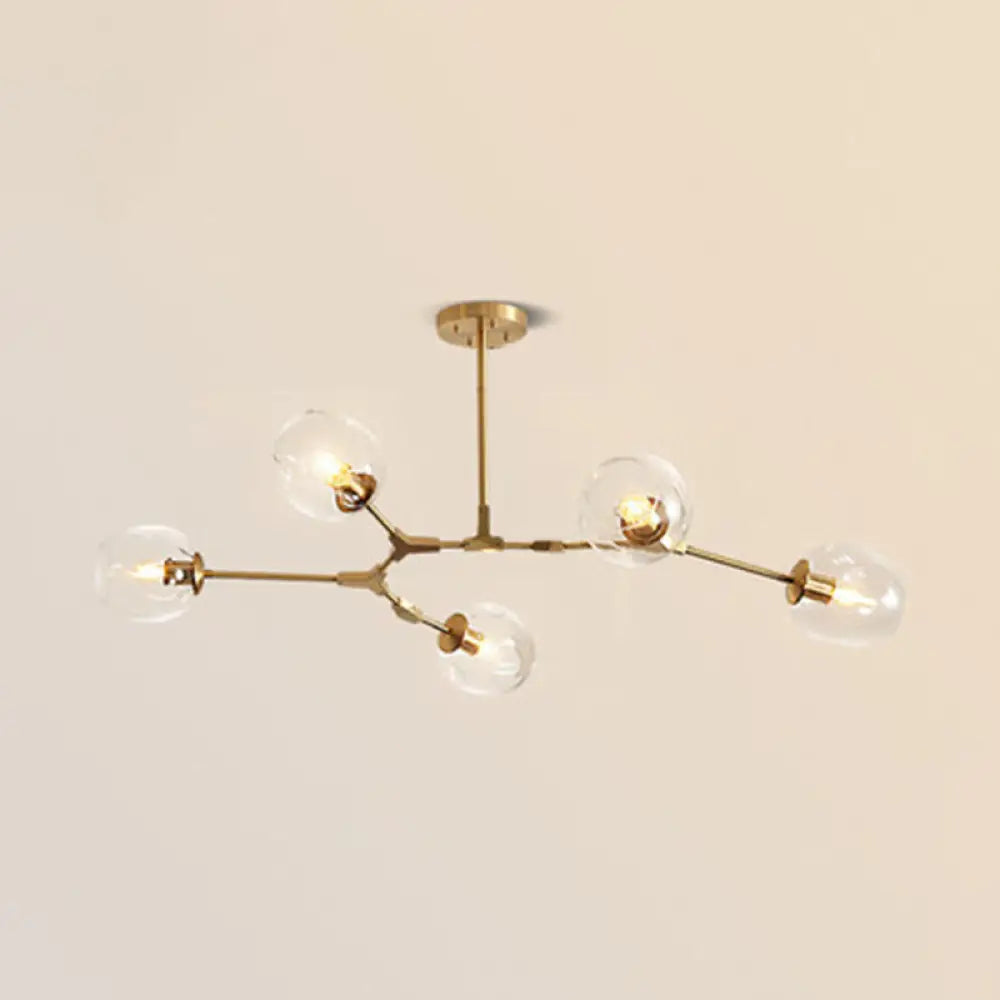 Gold Metal Chandelier With Clear Glass Shade - Post-Modern Suspension Light For Bedroom 5 /