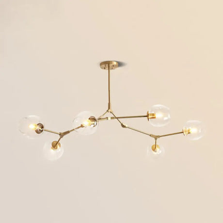 Gold Metal Chandelier With Clear Glass Shade - Post-Modern Suspension Light For Bedroom 6 /