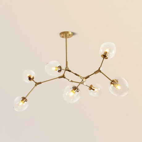 Gold Metal Chandelier With Clear Glass Shade - Post-Modern Suspension Light For Bedroom 7 /