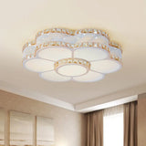 Gold Metal Led Sunflower Ceiling Lamp With Crystal Trim - 19.5’/23.5’ Wide / 19.5’