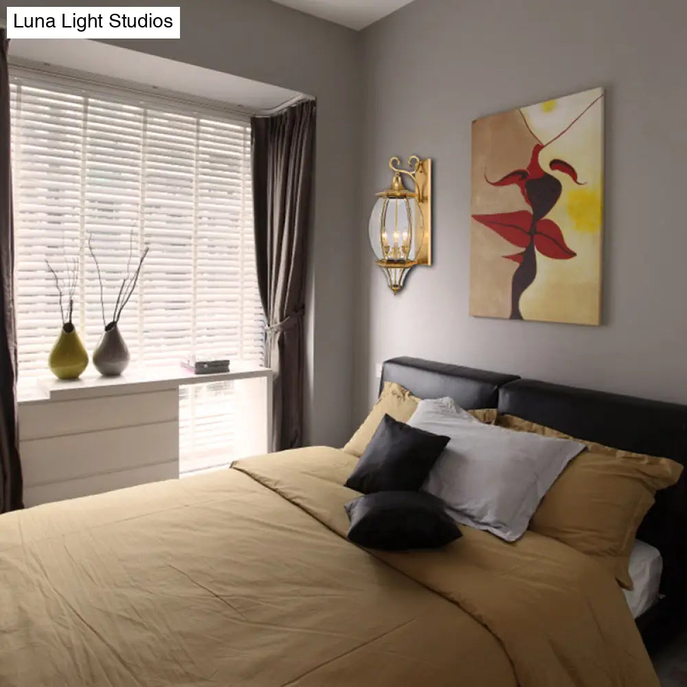 Gold Metal Oval Wall Sconce With 3-Light Fixture For Traditional Foyer Lighting