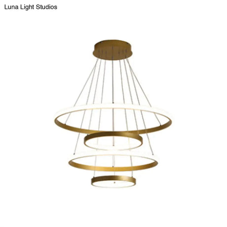 Gold Metal Postmodern Led Pendant Light - Multi-Loop Shaped Restaurant Chandelier