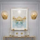Gold Metallic Circular Ripple Glass Wall Light For Modern Living Room - 1/2 Fixture 1 /