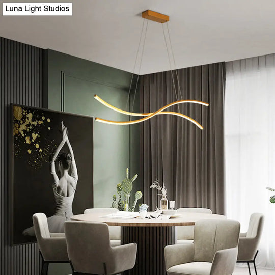 Gold Metallic Led Hanging Light - Minimalist Island Ceiling For Restaurants / 31.5 White