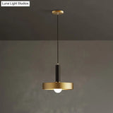 Gold Metallic Lid Shaped Pendant Light Fixture For Dining Room - Post-Modern Suspension Lighting