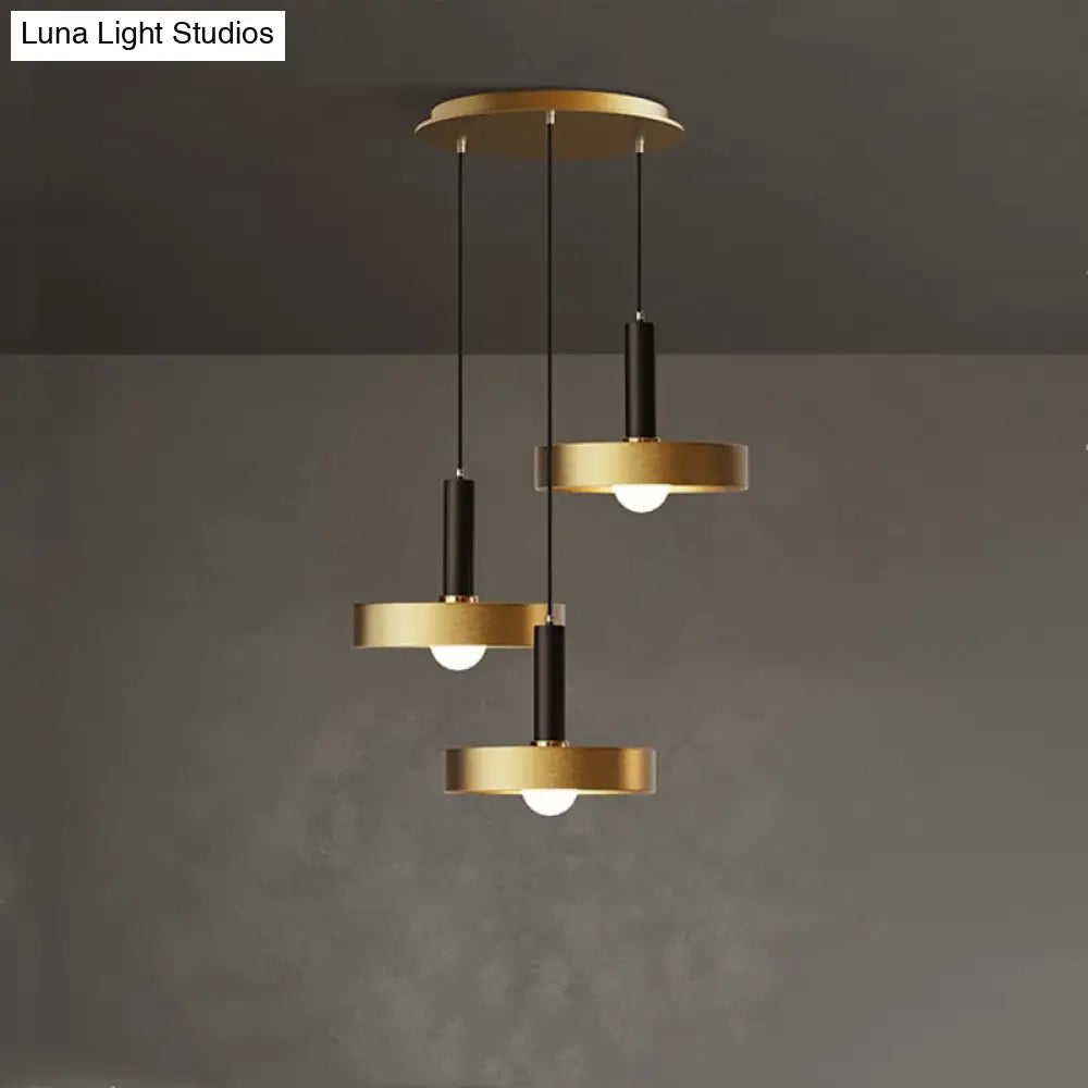 Gold Metallic Lid Shaped Pendant Light Fixture For Dining Room - Post-Modern Suspension Lighting 3 /