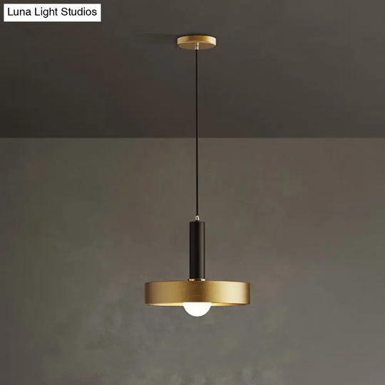 Modern Gold Pendant Light Fixture For Dining Room With Metallic Lid Shape