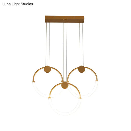 Gold Minimalistic Ring Pendant Led Ceiling Light For Living Room - Acrylic Island Lighting