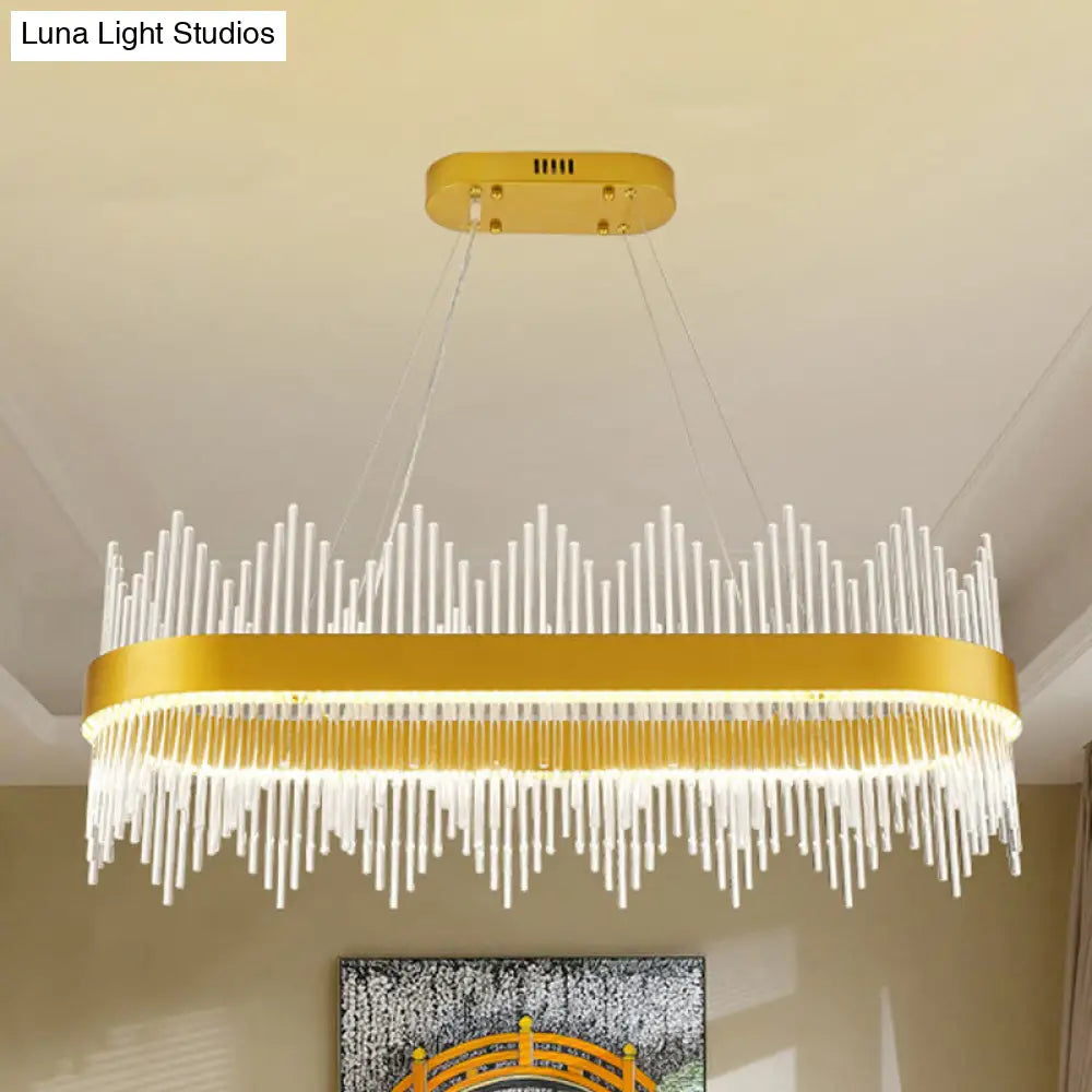 Gold Modern Geometric Crystal Led Chandelier For Dining Room Pendant Lighting