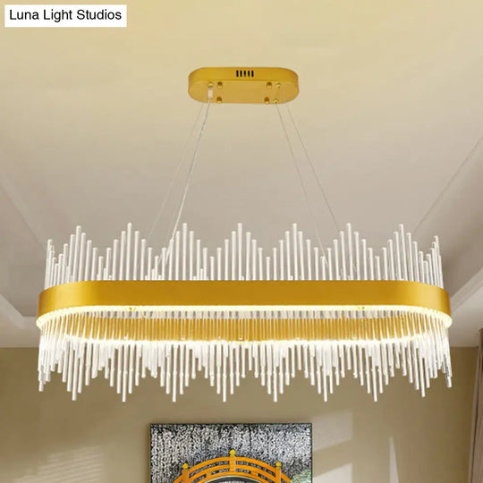 Gold Modern Geometric Crystal Led Chandelier For Dining Room Pendant Lighting