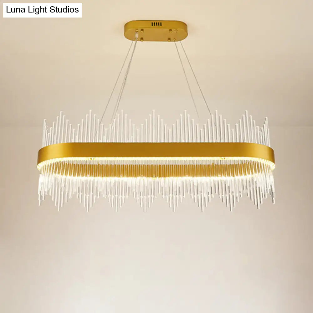 Gold Modern Geometric Crystal Led Chandelier For Dining Room Pendant Lighting