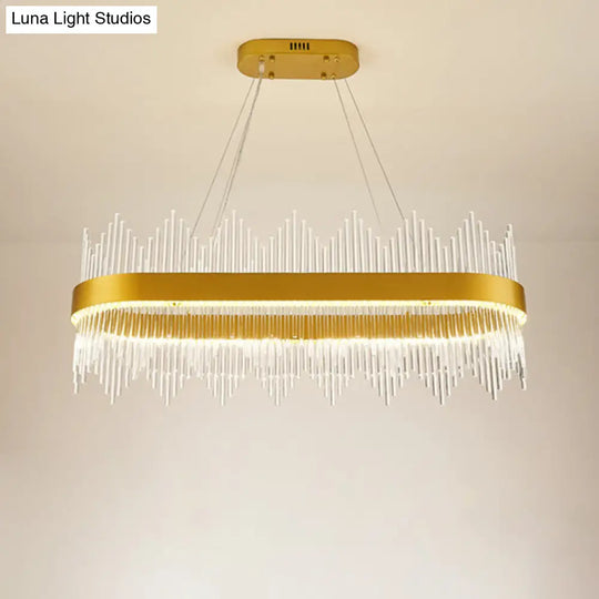 Gold Modern Geometric Crystal Led Chandelier For Dining Room Pendant Lighting