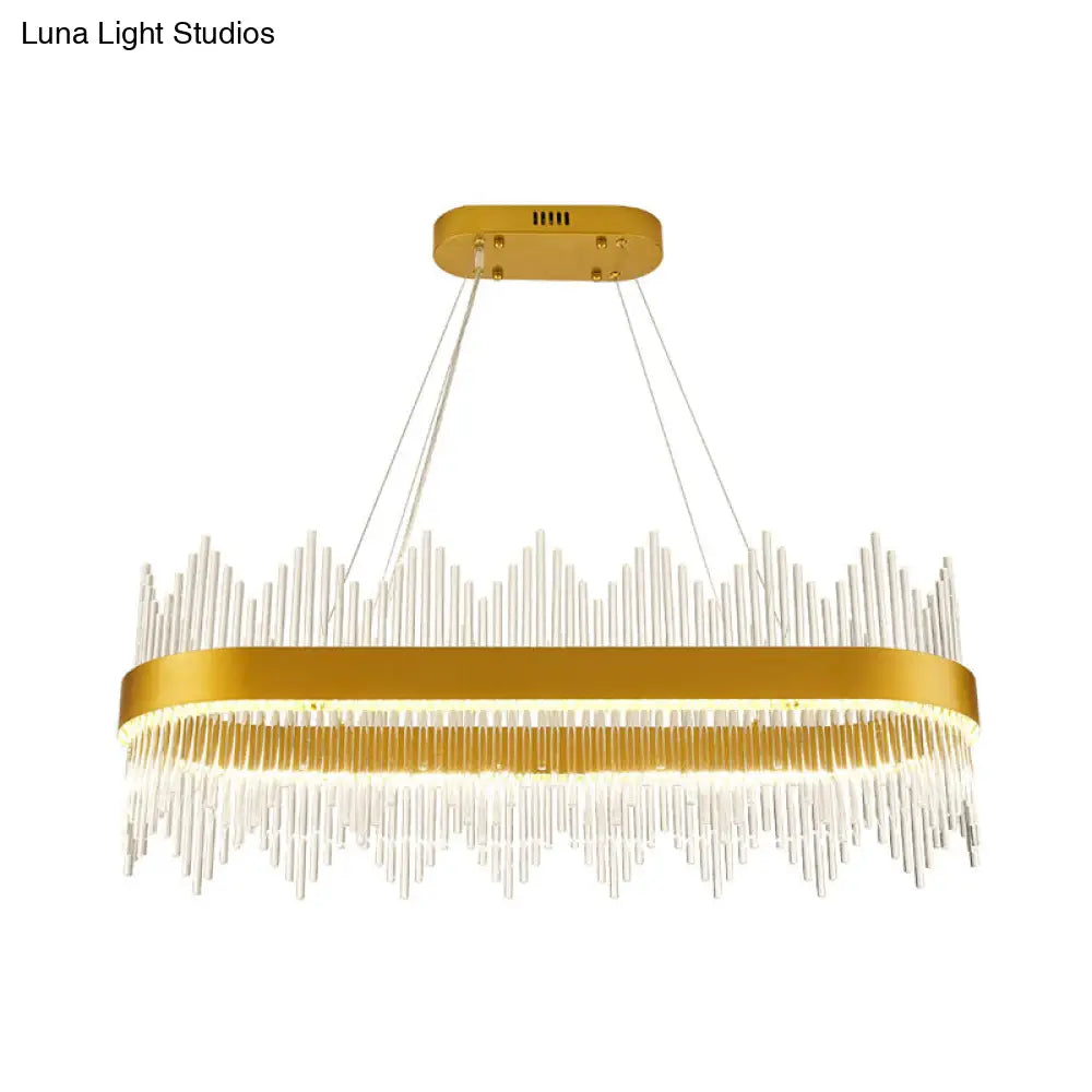 Gold Modern Geometric Crystal Led Chandelier For Dining Room Pendant Lighting