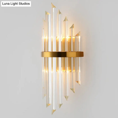 Gold Modern Wall Sconce Lamp With Crystal Shade - 1 2 Or 3 Bulb Options