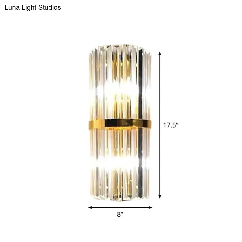 Gold Modern Wall Sconce Lamp With Crystal Shade - 1 2 Or 3 Bulb Options