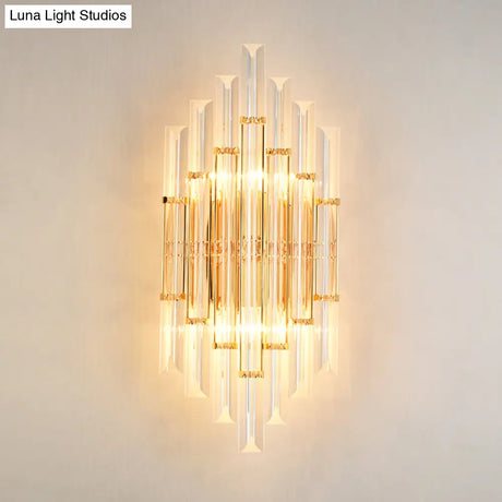 Gold Modern Wall Sconce Lamp With Crystal Shade - 1 2 Or 3 Bulb Options
