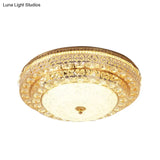 Gold Modernist Crystal Flushmount Led Bedroom Ceiling Light - 2 - Tier Circle Design’ Or ’2 -