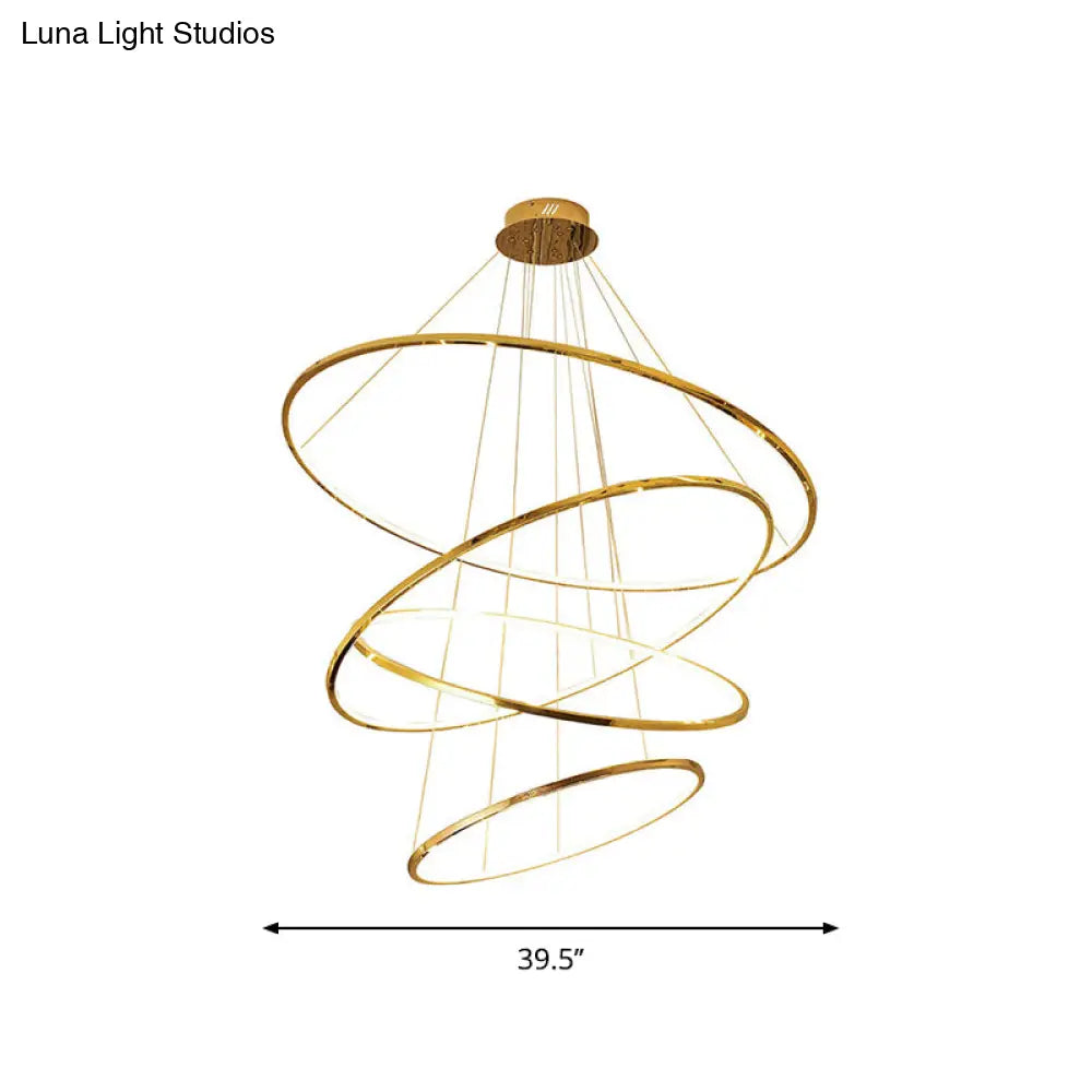 Gold Multi -Tire Chandelier Lamp Simplicity Stainless Steel Led Circle Ceiling Pendant Lighting