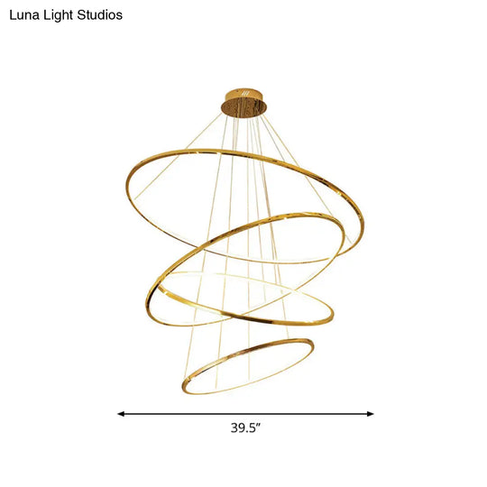 Gold Multi -Tire Chandelier Lamp Simplicity Stainless Steel Led Circle Ceiling Pendant Lighting